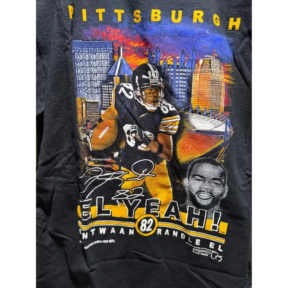 Antwaan Randle El Pittsburgh Steelers‎ Graphic Tee Shirt Black Mens Large L VTG